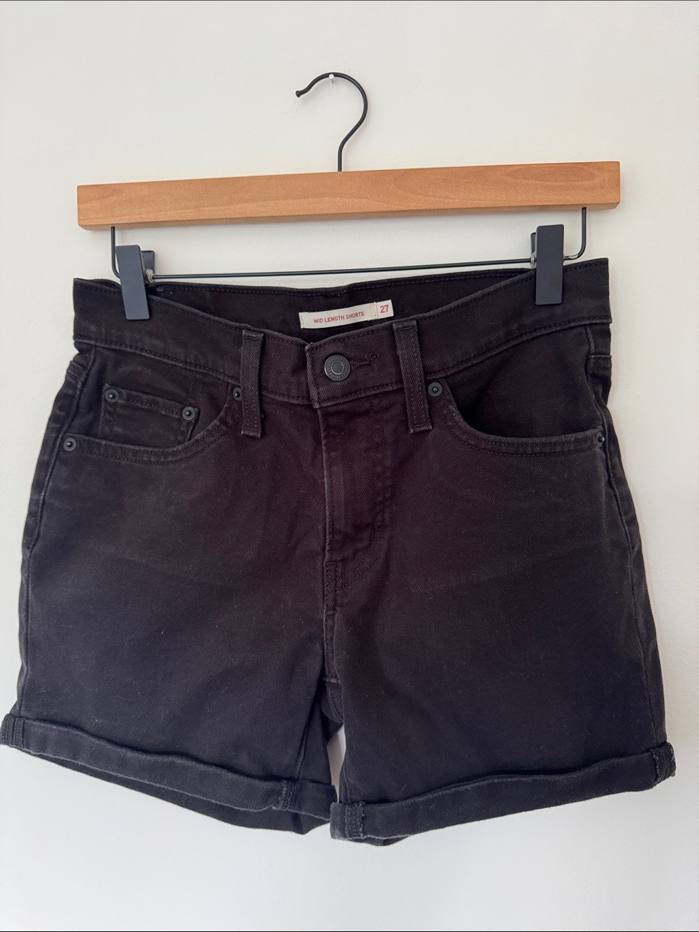 Levi's Black Mid-Length Jean Shorts